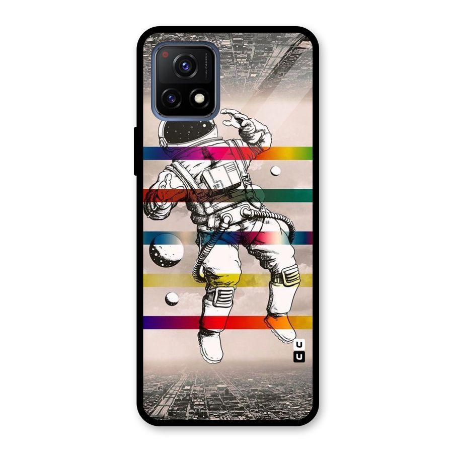 Spaceman Rainbow Stripes Glass Back Case for Vivo Y72 5G