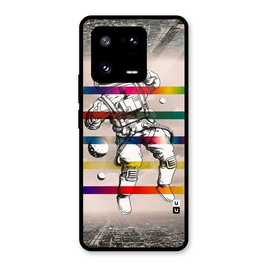 Spaceman Rainbow Stripes Glass Back Case for Xiaomi 13 Pro