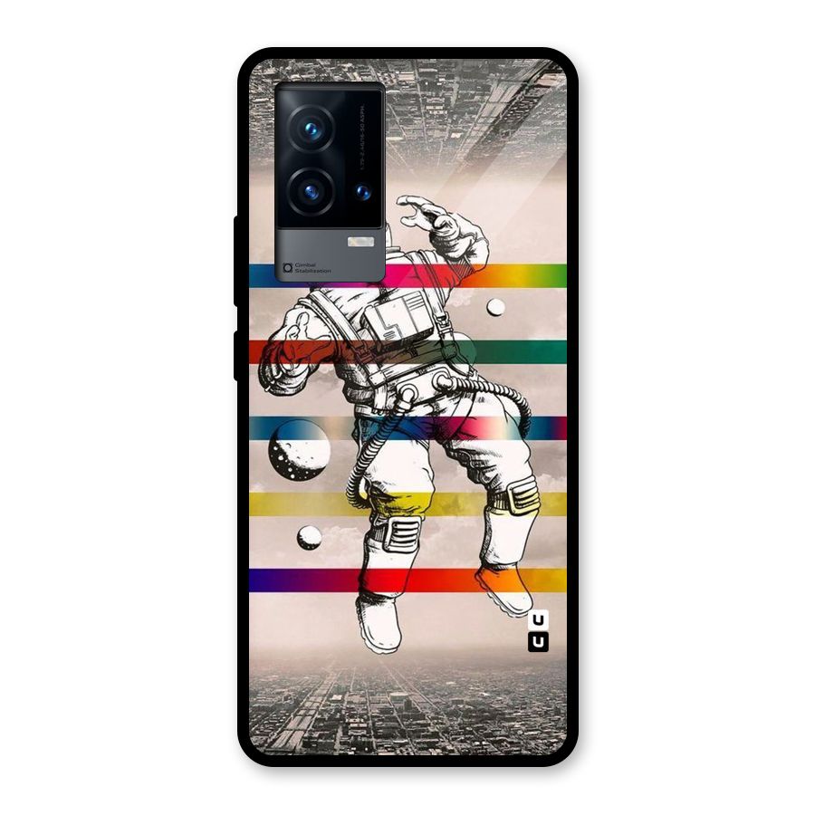Spaceman Rainbow Stripes Glass Back Case for iQOO 9 5G