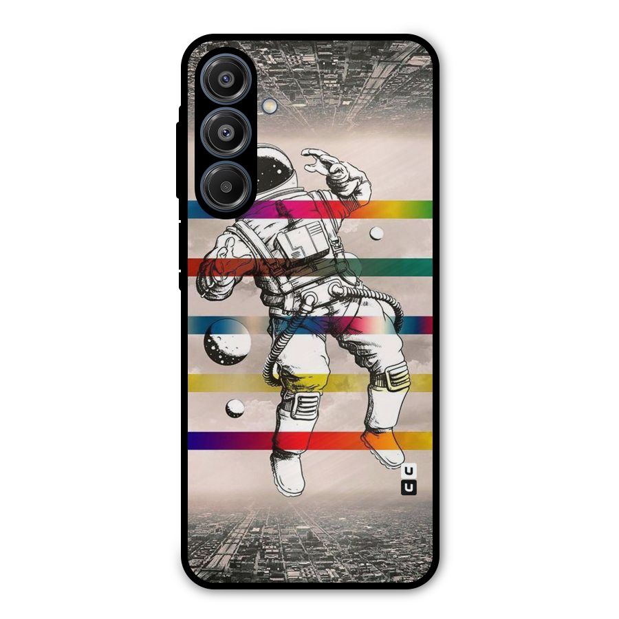 Spaceman Rainbow Stripes Metal Back Case for Galaxy A16 5G
