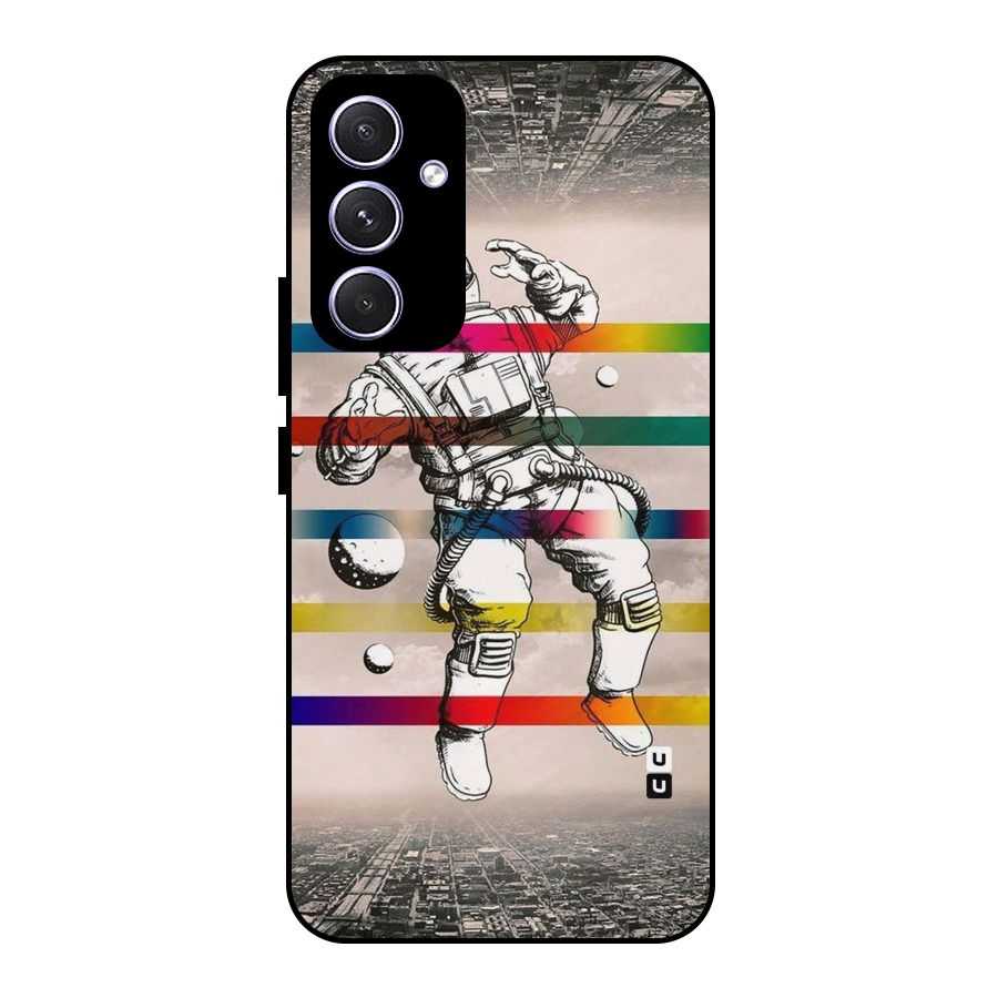 Spaceman Rainbow Stripes Metal Back Case for Galaxy A54
