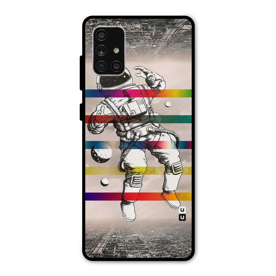 Spaceman Rainbow Stripes Metal Back Case for Galaxy A71