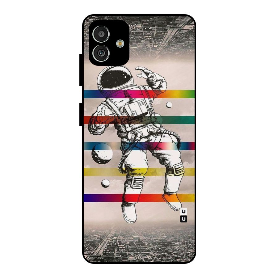 Spaceman Rainbow Stripes Metal Back Case for Galaxy M13 5G