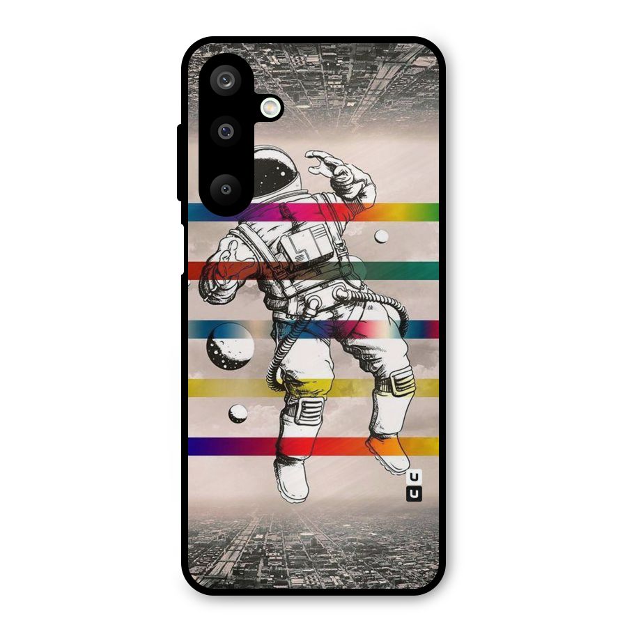Spaceman Rainbow Stripes Metal Back Case for Galaxy M16