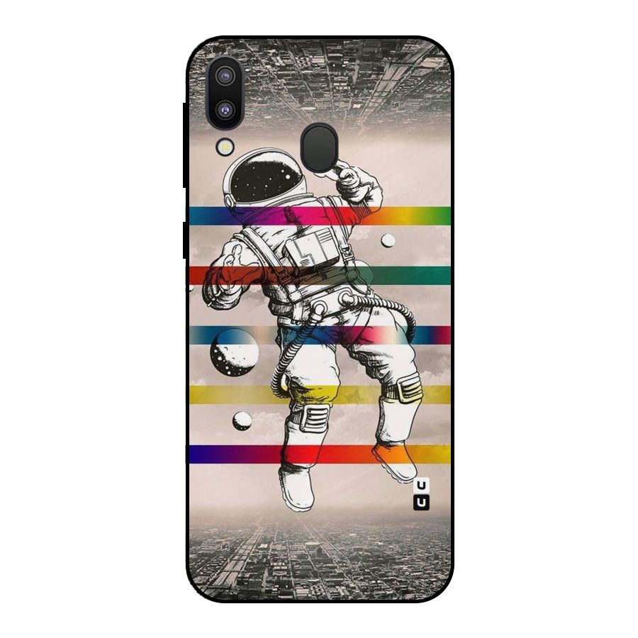 Spaceman Rainbow Stripes Metal Back Case for Galaxy M20