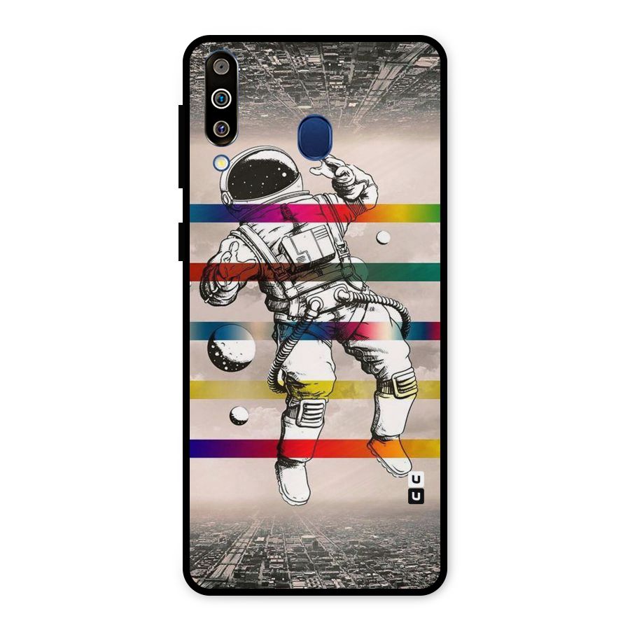 Spaceman Rainbow Stripes Metal Back Case for Galaxy M30