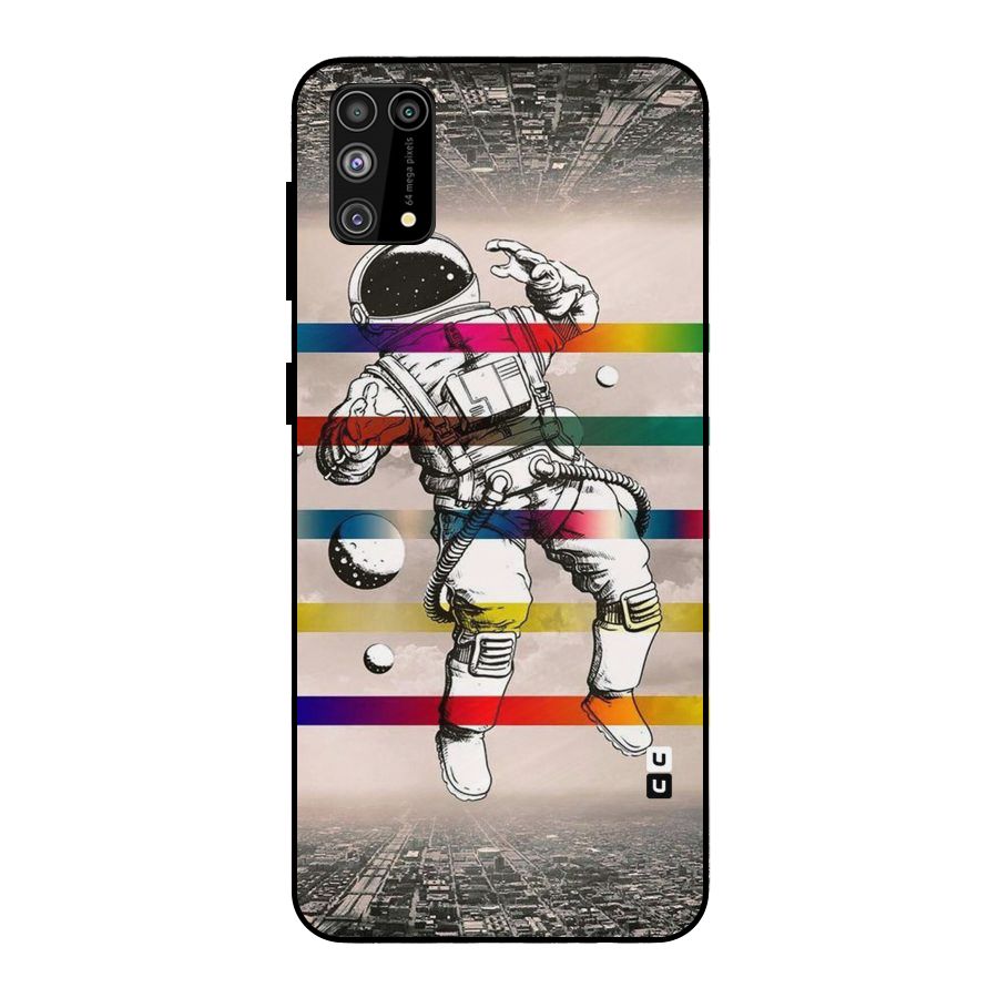Spaceman Rainbow Stripes Metal Back Case for Galaxy M31