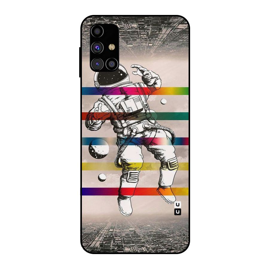 Spaceman Rainbow Stripes Metal Back Case for Galaxy M31s