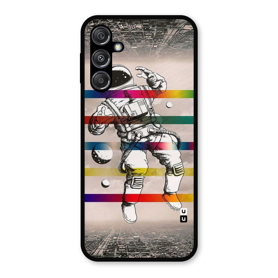 Spaceman Rainbow Stripes Metal Back Case for Galaxy M34 5G