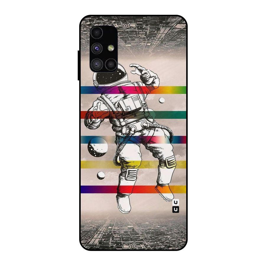 Spaceman Rainbow Stripes Metal Back Case for Galaxy M51