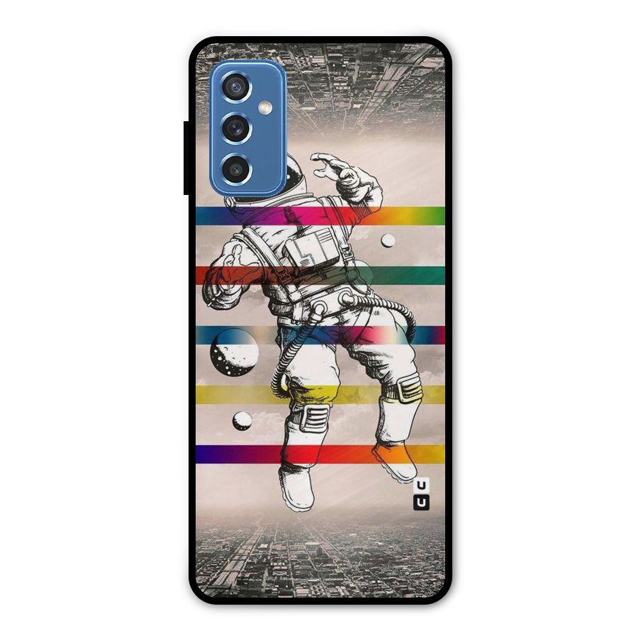 Spaceman Rainbow Stripes Metal Back Case for Galaxy M52 5G