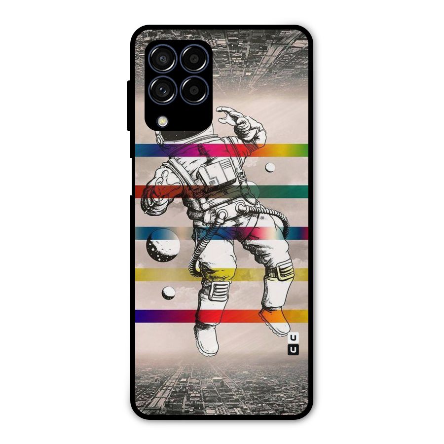Spaceman Rainbow Stripes Metal Back Case for Galaxy M53 5G