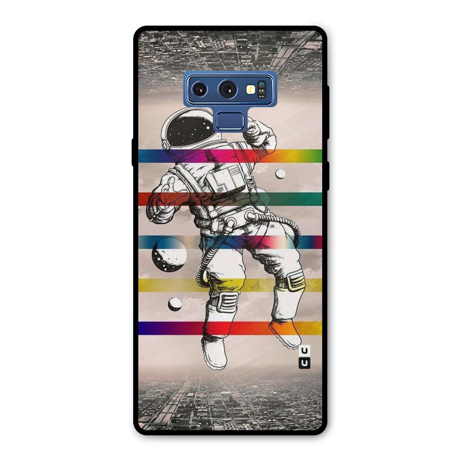 Spaceman Rainbow Stripes Metal Back Case for Galaxy Note 9