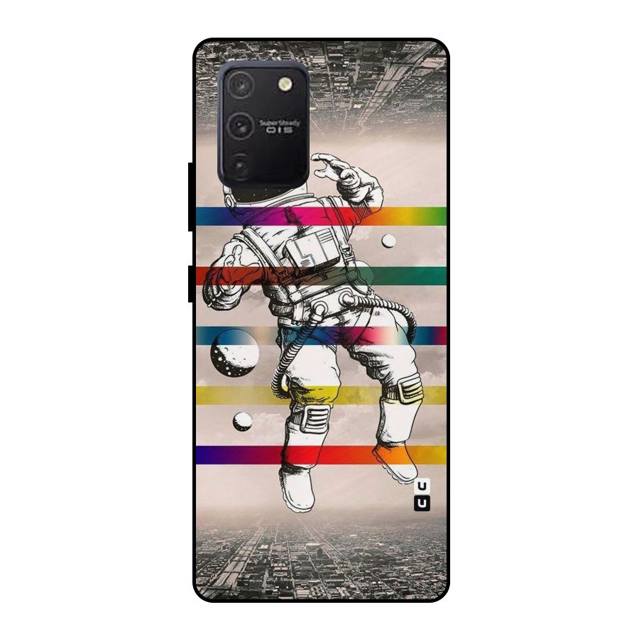 Spaceman Rainbow Stripes Metal Back Case for Galaxy S10 Lite