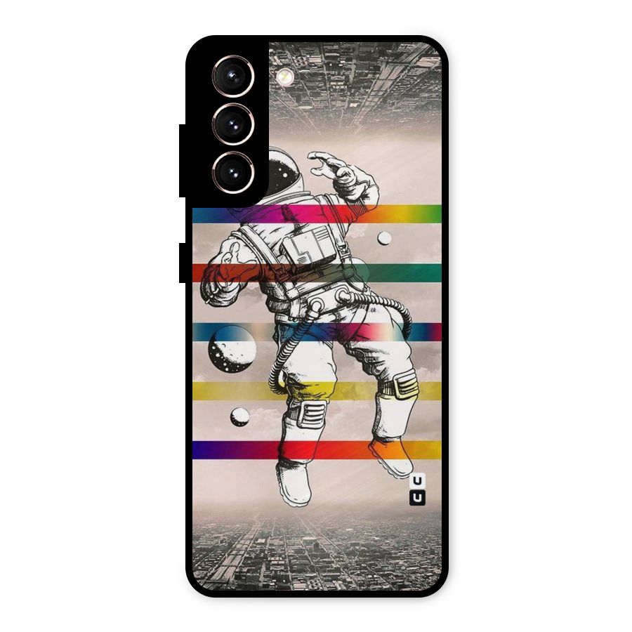 Spaceman Rainbow Stripes Metal Back Case for Galaxy S21 5G