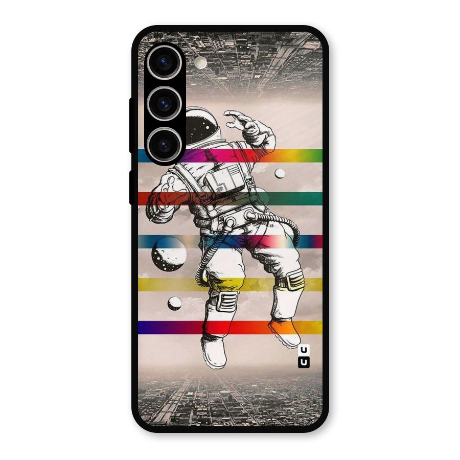 Spaceman Rainbow Stripes Metal Back Case for Galaxy S23 Plus