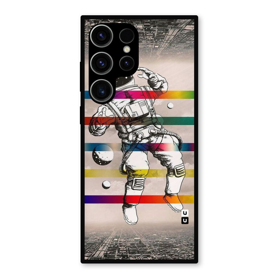 Spaceman Rainbow Stripes Metal Back Case for Galaxy S23 Ultra