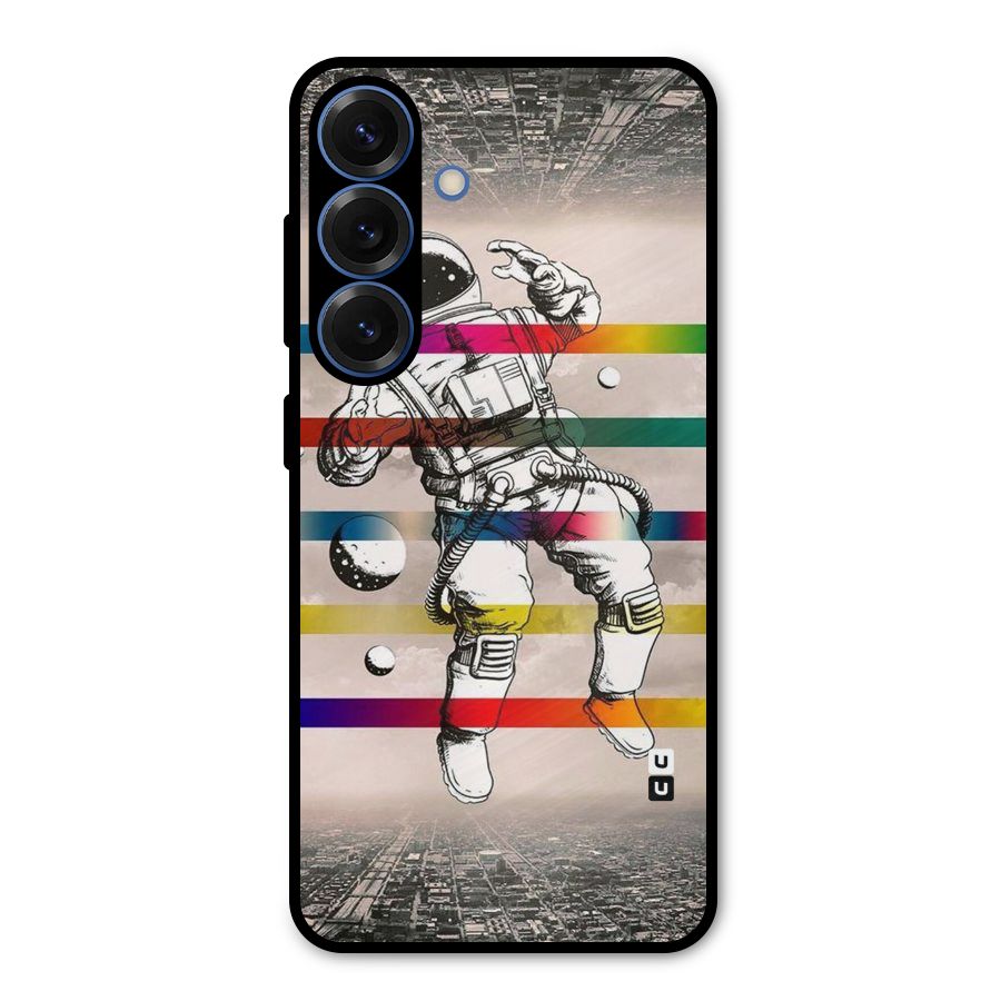 Spaceman Rainbow Stripes Metal Back Case for Galaxy S25