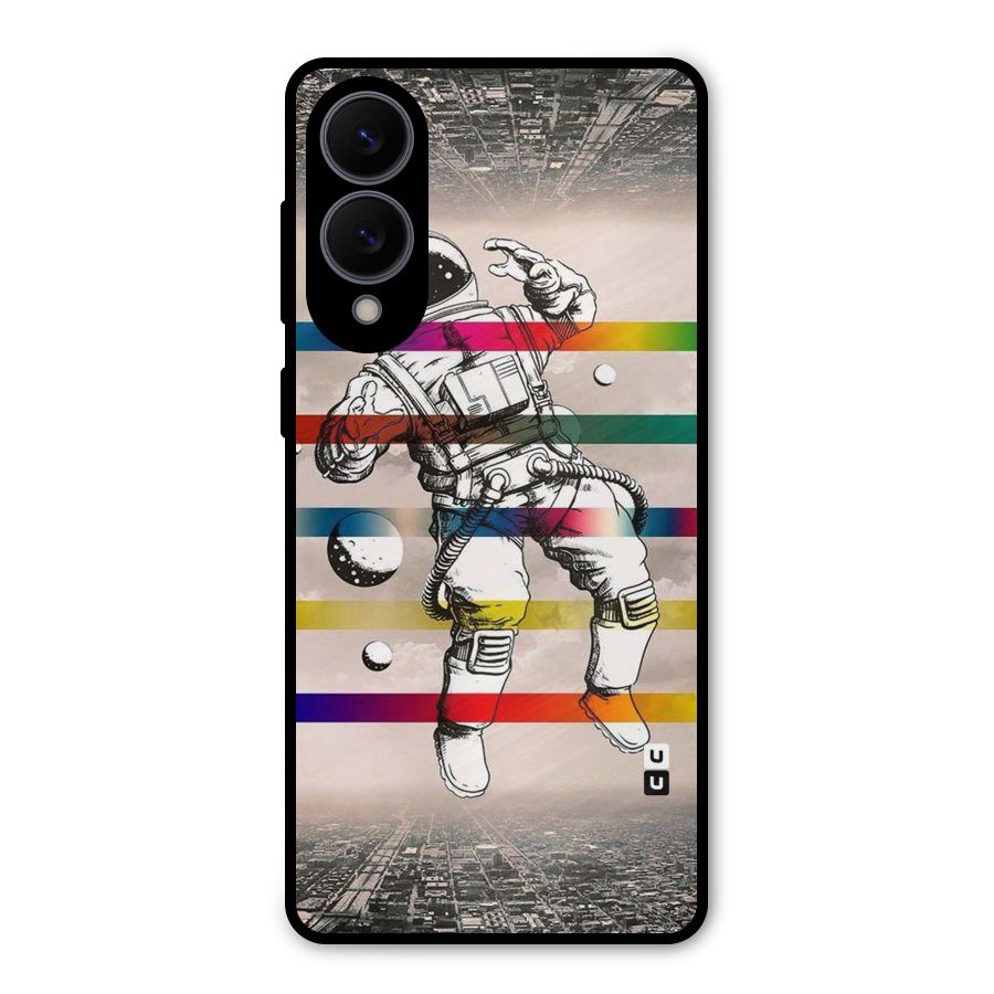 Spaceman Rainbow Stripes Metal Back Case for Galaxy S25 Edge