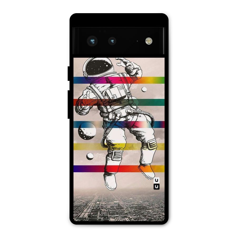 Spaceman Rainbow Stripes Metal Back Case for Google Pixel 6