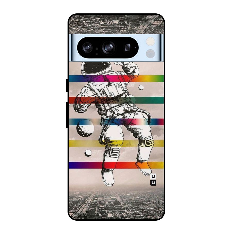 Spaceman Rainbow Stripes Metal Back Case for Google Pixel 8 Pro