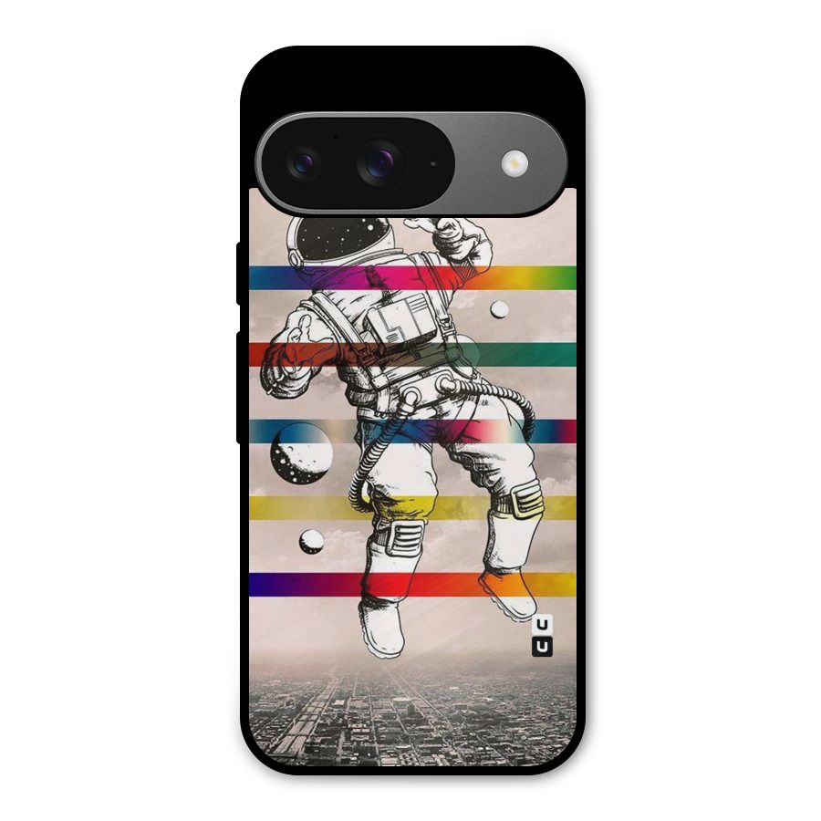 Spaceman Rainbow Stripes Metal Back Case for Google Pixel 9