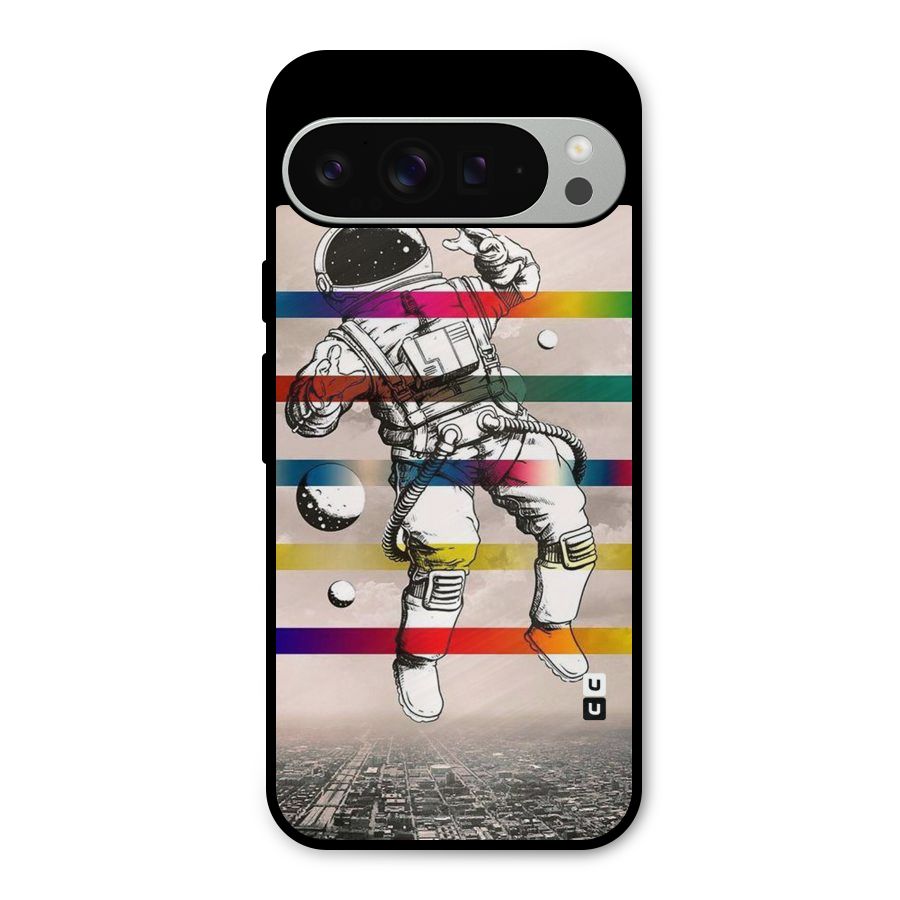 Spaceman Rainbow Stripes Metal Back Case for Google Pixel 9 Pro XL