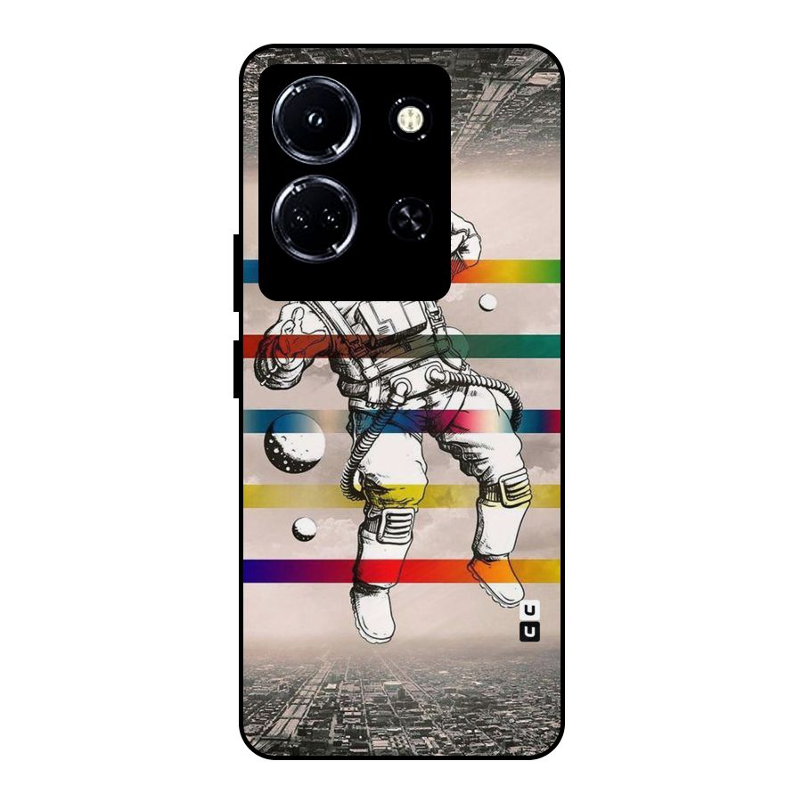 Spaceman Rainbow Stripes Metal Back Case for Infinix Note 30 5G
