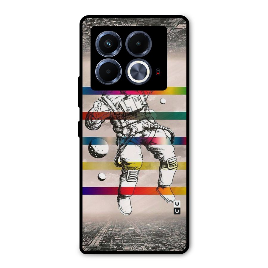 Spaceman Rainbow Stripes Metal Back Case for Infinix Note 40 5G