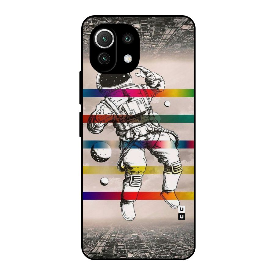 Spaceman Rainbow Stripes Metal Back Case for Mi 11 Lite NE 5G