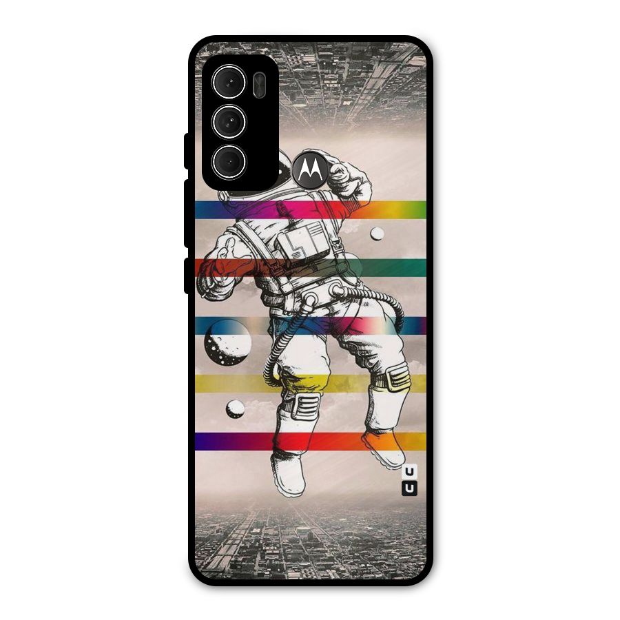 Spaceman Rainbow Stripes Metal Back Case for Moto G60