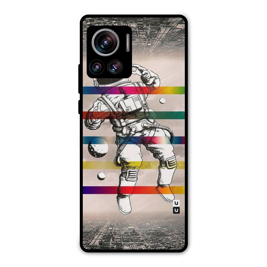Spaceman Rainbow Stripes Metal Back Case for Motorola Edge 30 Ultra