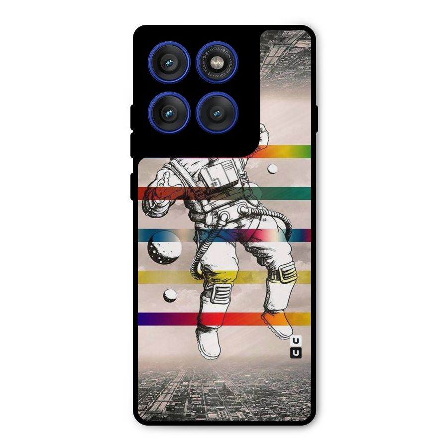 Spaceman Rainbow Stripes Metal Back Case for Motorola Edge 60 Pro