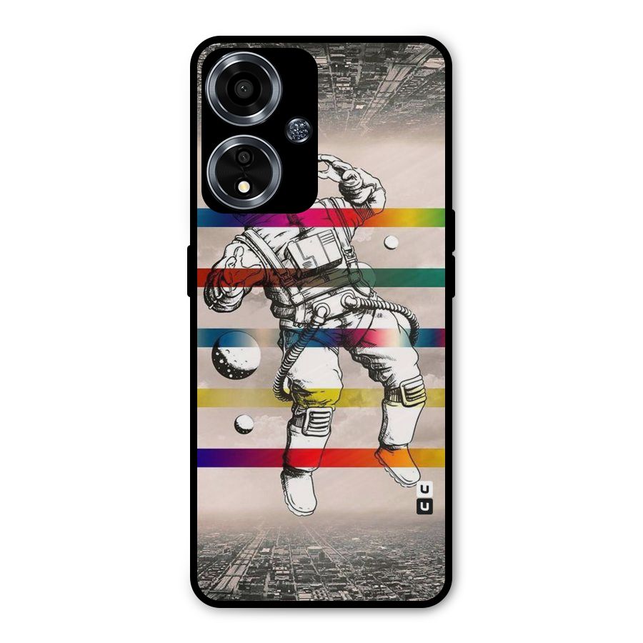 Spaceman Rainbow Stripes Metal Back Case for Oppo A59
