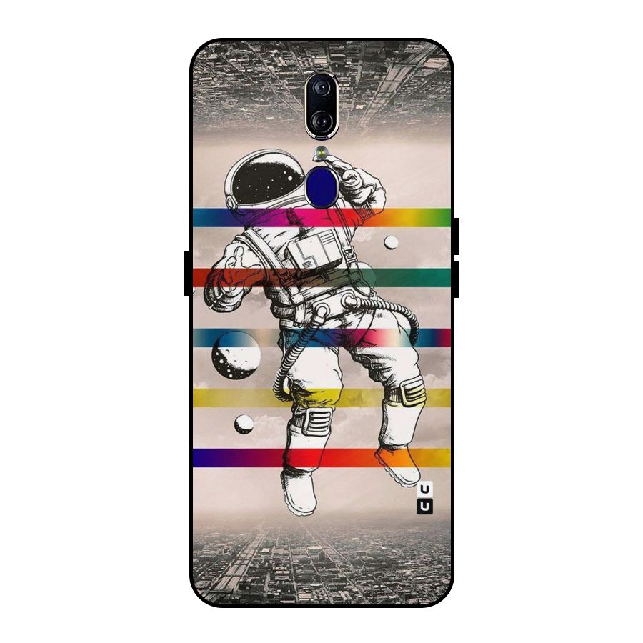 Spaceman Rainbow Stripes Metal Back Case for Oppo F11