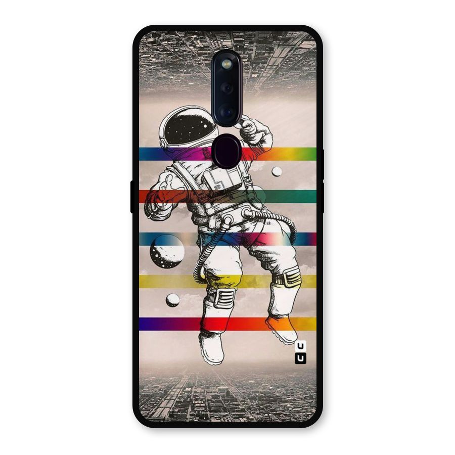 Spaceman Rainbow Stripes Metal Back Case for Oppo F11 Pro