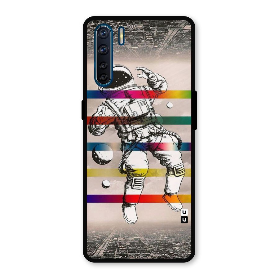 Spaceman Rainbow Stripes Metal Back Case for Oppo F15