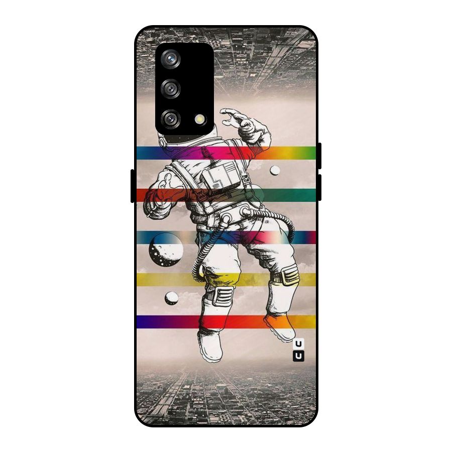 Spaceman Rainbow Stripes Metal Back Case for Oppo F19