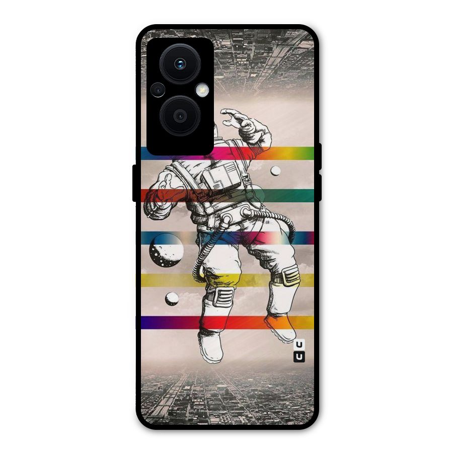 Spaceman Rainbow Stripes Metal Back Case for Oppo F21s Pro 5G