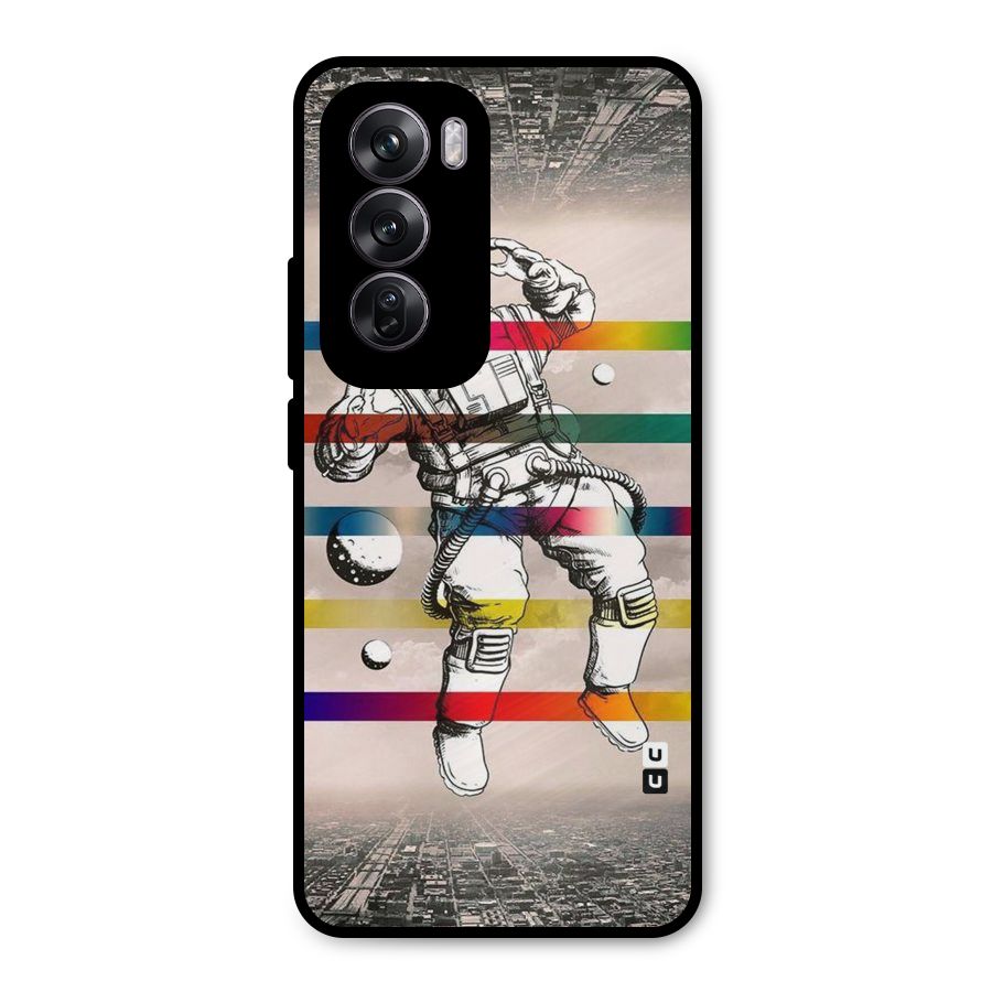 Spaceman Rainbow Stripes Metal Back Case for Oppo Reno12 Pro
