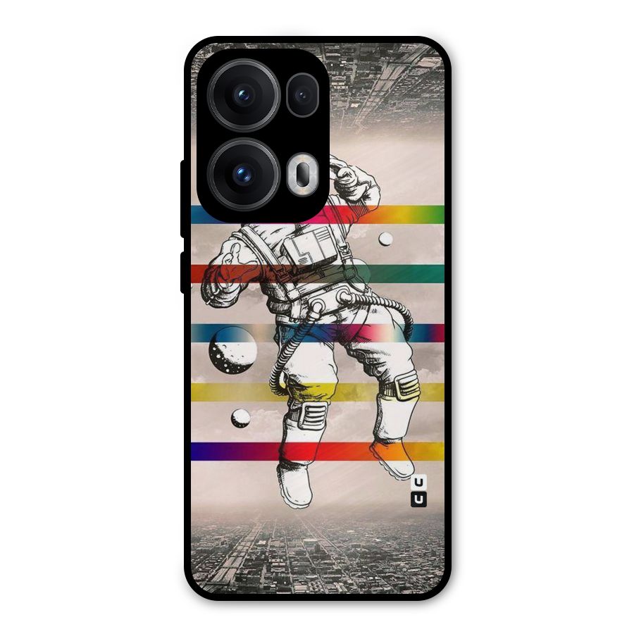 Spaceman Rainbow Stripes Metal Back Case for Oppo Reno13 Pro