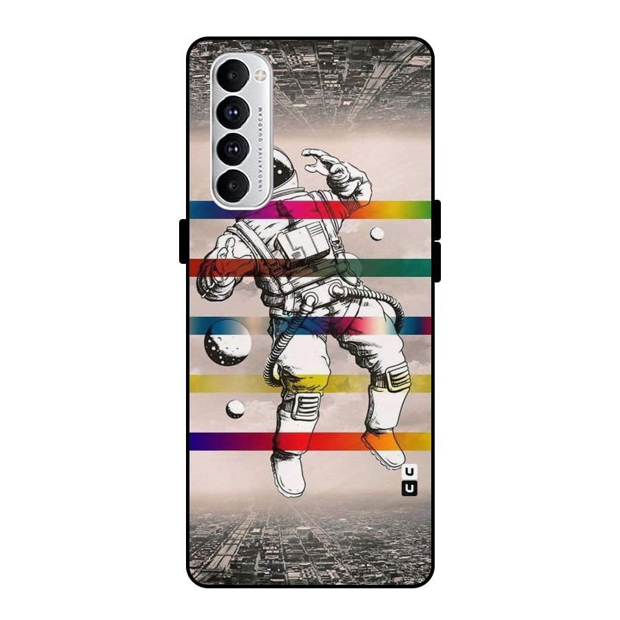 Spaceman Rainbow Stripes Metal Back Case for Oppo Reno4 Pro