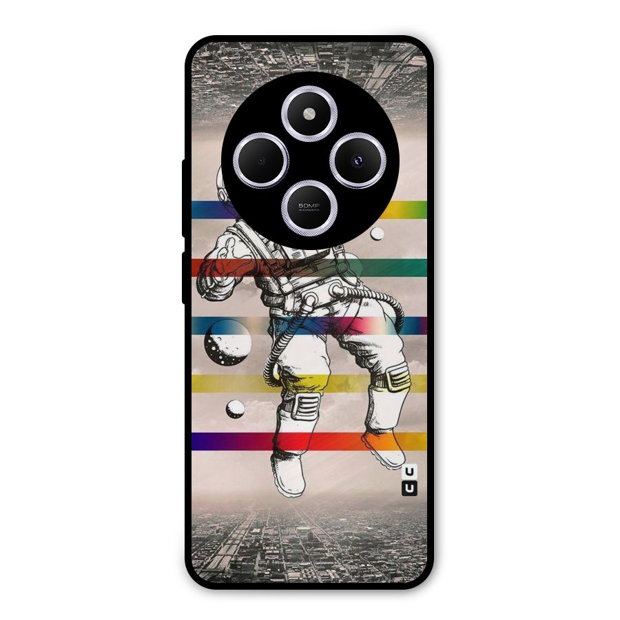 Spaceman Rainbow Stripes Metal Back Case for Poco C75 5G