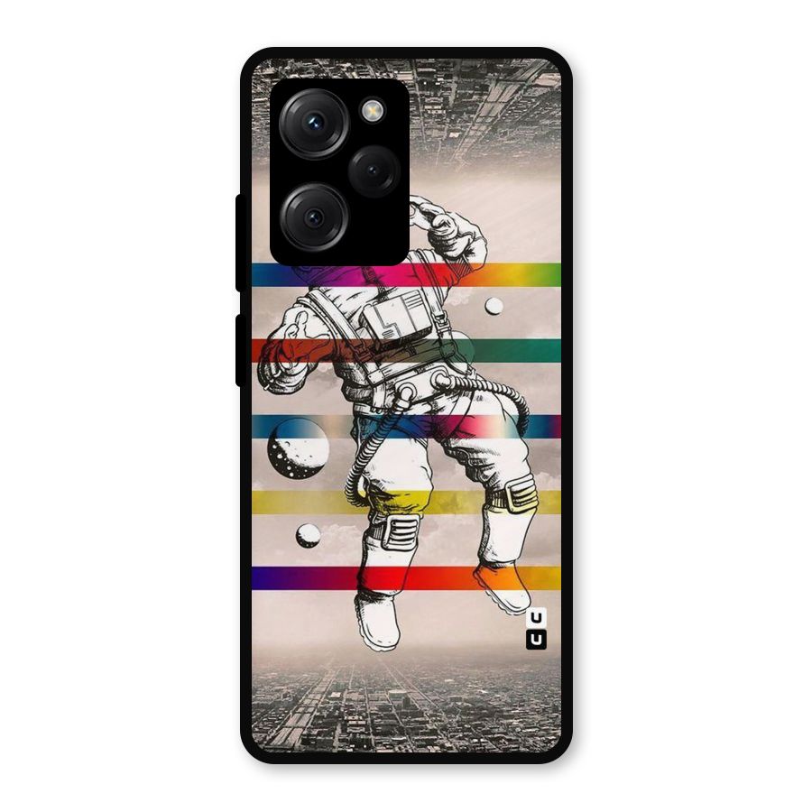 Spaceman Rainbow Stripes Metal Back Case for Poco X5 Pro