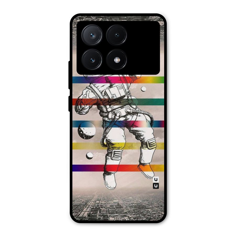 Spaceman Rainbow Stripes Metal Back Case for Poco X6 Pro