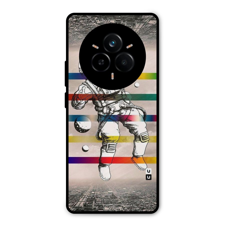 Spaceman Rainbow Stripes Metal Back Case for Realme 14 Pro