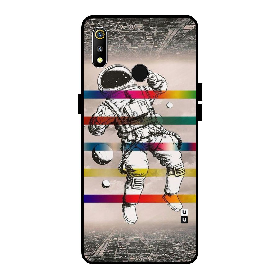 Spaceman Rainbow Stripes Metal Back Case for Realme 3