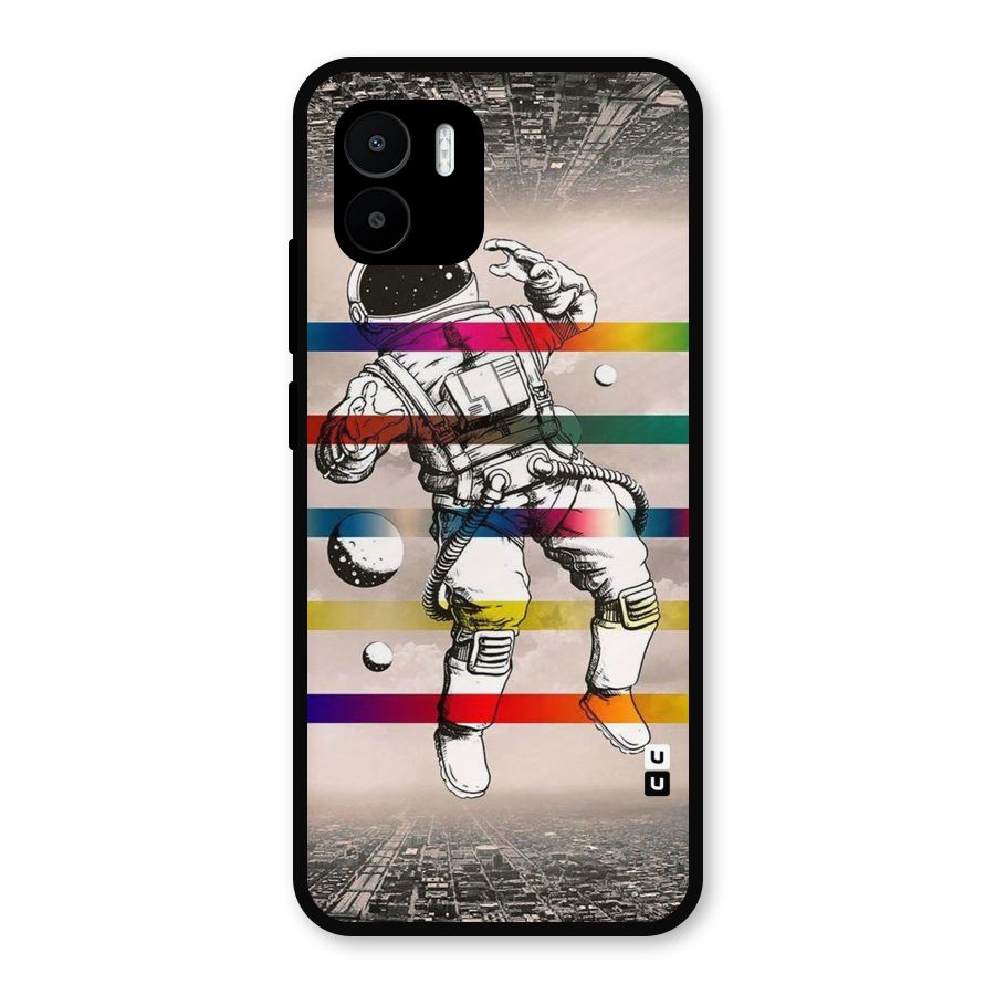 Spaceman Rainbow Stripes Metal Back Case for Redmi A2