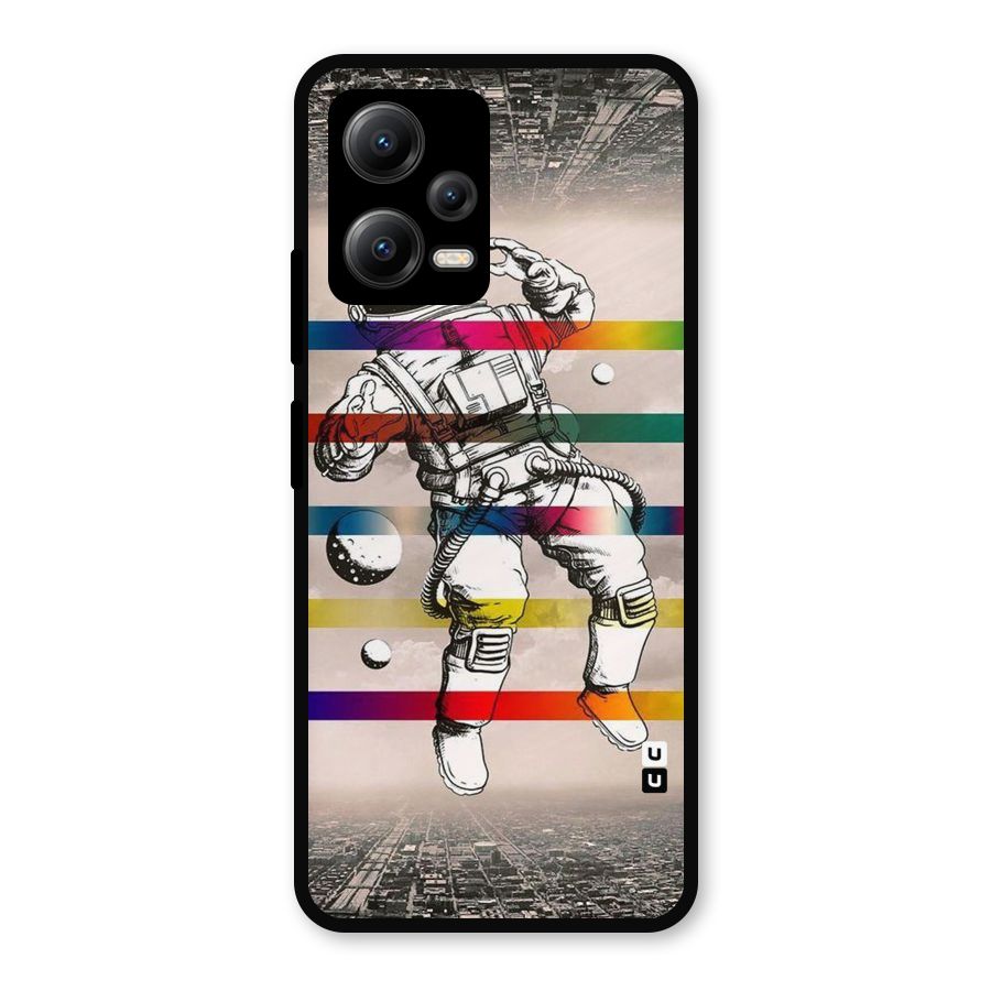 Spaceman Rainbow Stripes Metal Back Case for Redmi Note 12 5G