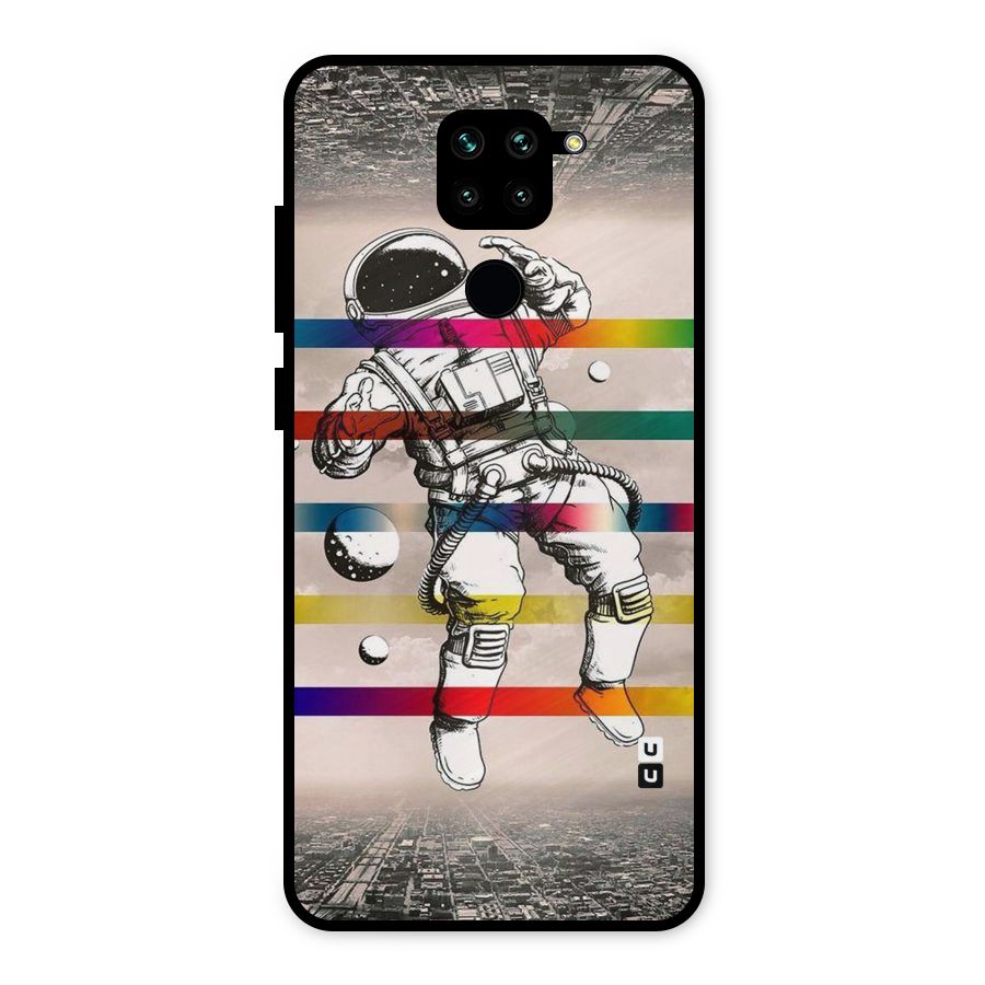 Spaceman Rainbow Stripes Metal Back Case for Redmi Note 9